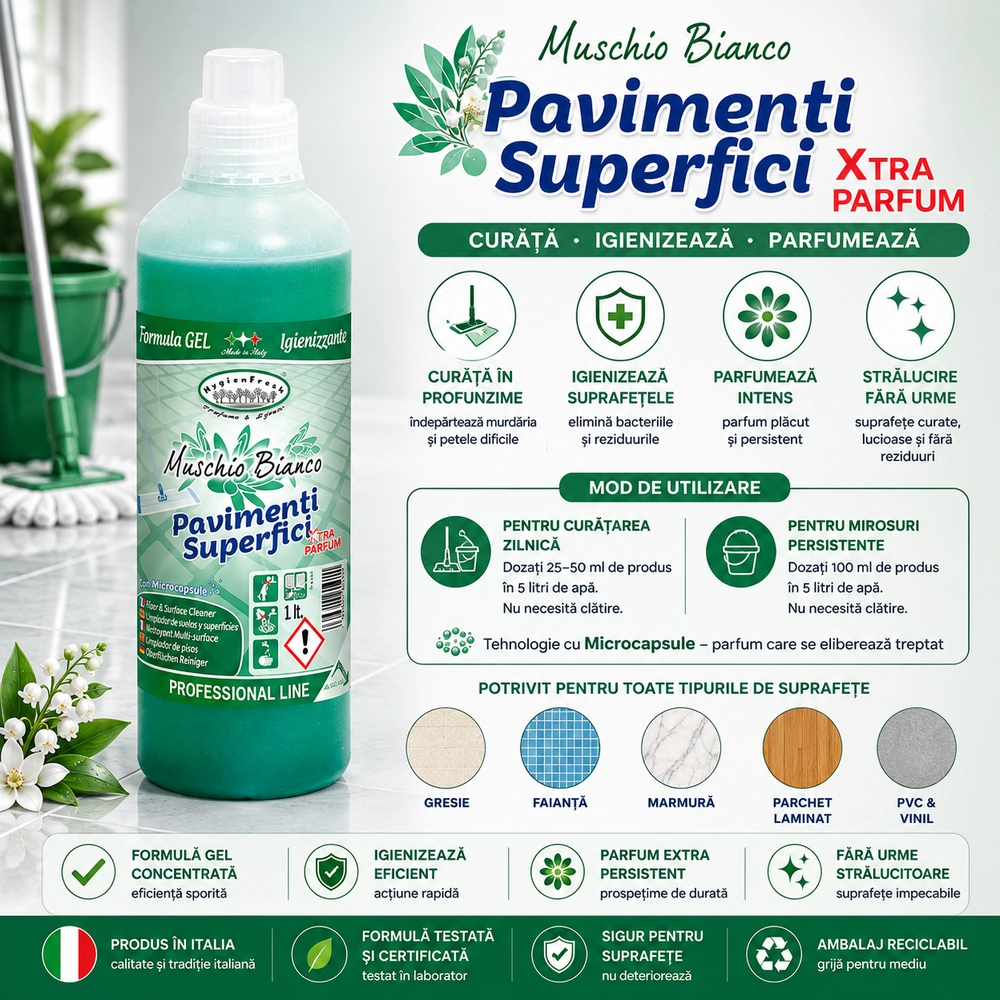 Detergent Profesional pardoseli Muschio Bianco