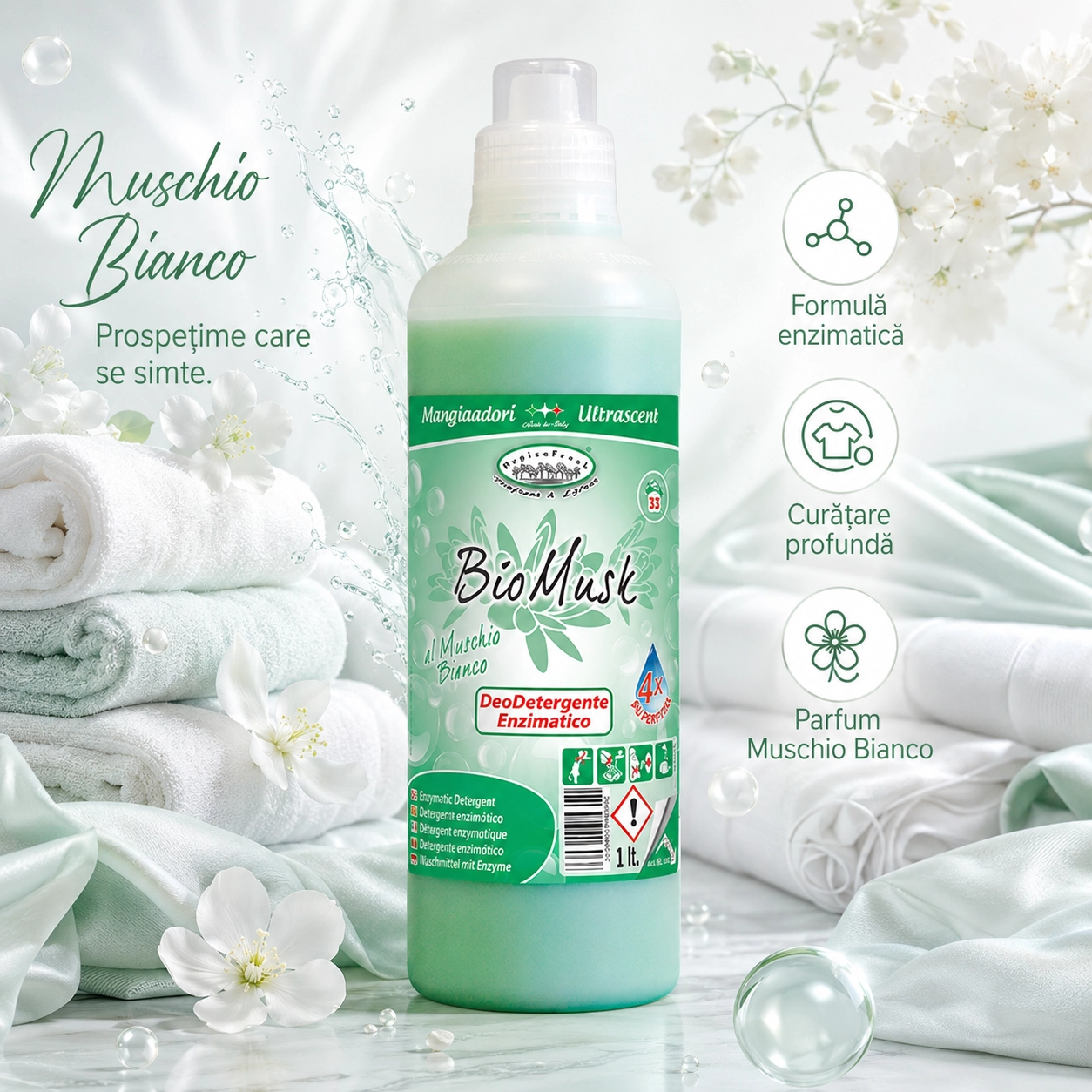 Muschio Bianco 1L - Detergent Profesional pentru rufe